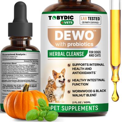 Show full view: TOBYDIC Natural Intestinal Defense with Probiotic Toxins Removal & Anti-Inflammatory Liquid Supplement for Dogs & Cats, 2-fl oz bottle slide 1 of 9