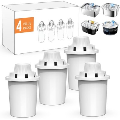 PetNF PetNF Stainless Stell Dog Water Fountain Replacement Filters, 4 count