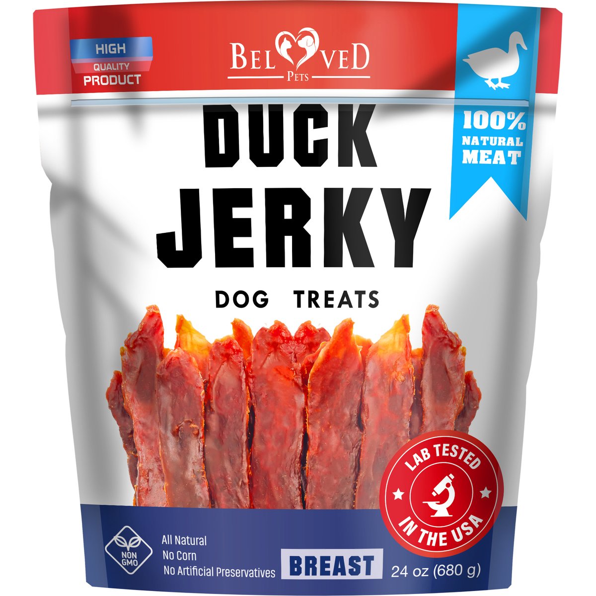 Beloved Pets Duck Breast Human Grade Grain-Free Jerky Dog Treats, 1.5-lb bag