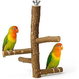 KNUTI Hanging Natural Wood Bird Perch with 4 Branches, Wood, Medium