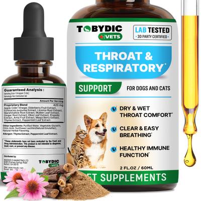 Show full view: TOBYDIC Broad Spectrum Herbal Antibiotic Sneezing Relief & Kennel Cough Treatment Liquid Respiratory Supplement for Dogs & Cats, 2-fl oz bottle slide 1 of 10