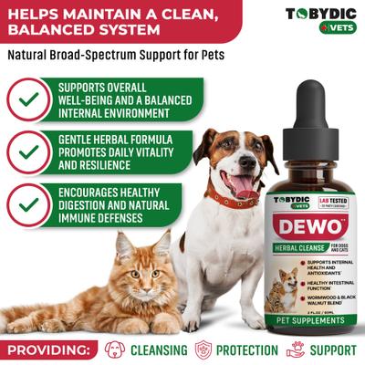 Show full view: TOBYDIC Natural Intestinal Defense for Internal with Toxins Removal & Anti-Inflammatory Liquid Supplement for Dogs & Cats, 2-fl oz bottle slide 3 of 10