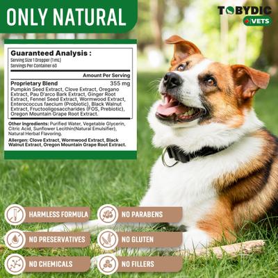 Show full view: TOBYDIC Natural Intestinal Defense with Probiotic Toxins Removal & Anti-Inflammatory Liquid Supplement for Dogs & Cats, 2-fl oz bottle slide 8 of 9
