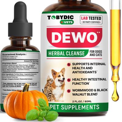 Show full view: TOBYDIC Natural Intestinal Defense for Internal with Toxins Removal & Anti-Inflammatory Liquid Supplement for Dogs & Cats, 2-fl oz bottle slide 1 of 10