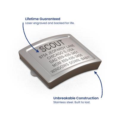 Show full view: DOG iD Laser Engraved Stainless Steel Silent Personalized Dog ID Tag, Slate, 0.5-in slide 3 of 7