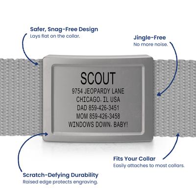 Show full view: DOG iD Laser Engraved Stainless Steel Silent Personalized Dog ID Tag, Slate, 0.5-in slide 2 of 7