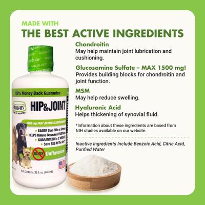 Show full view: Liquid-Vet Hip & Joint Support Unflavored Dog Supplement, 32-fl oz bottle slide 5 of 10