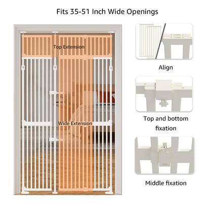Show full view: Unipaws Extra Tall Metal Dog & Cat Gate with Width & Height Extension, White slide 6 of 8