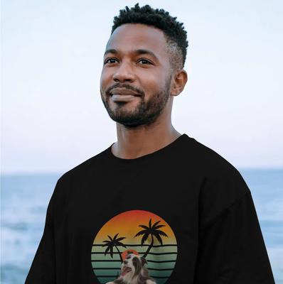 Show full view: Allisandro Palm Trees Pet Photo & Name Personalized Ultra-Soft T-Shirt, Black, Small slide 4 of 7