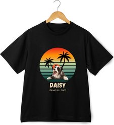 Allisandro Palm Trees Pet Photo & Name Personalized Ultra-Soft T-Shirt, Black, Small