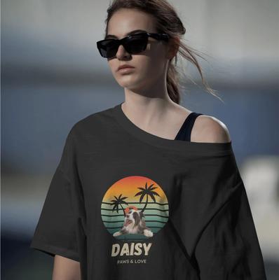Show full view: Allisandro Palm Trees Pet Photo & Name Personalized Ultra-Soft T-Shirt, Black, Small slide 2 of 7
