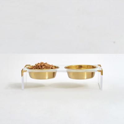 Show full view: Hiddin Clear Campaign Double Dog Bowl, Gold, Small slide 8 of 8