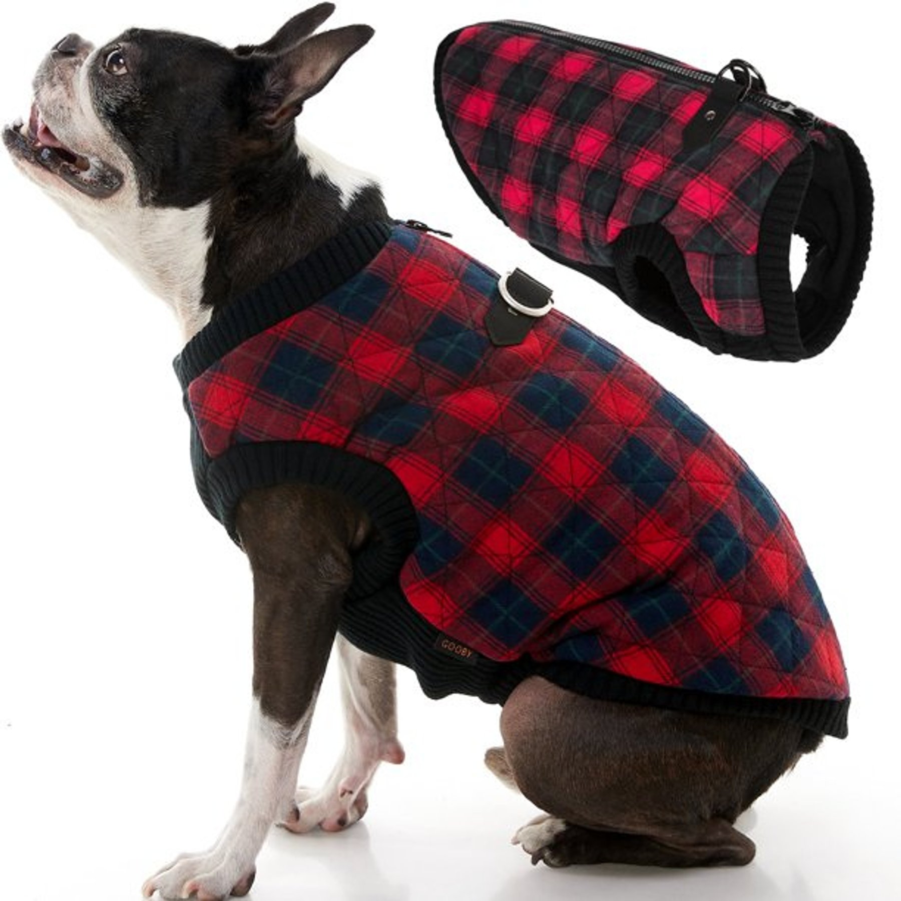 Gooby Fashion Check Dog Vest, Red, Large