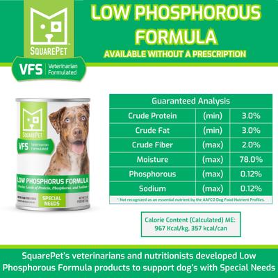 Show full view: SquarePet VFS Canine Low Phosphorus Formula Wet Dog Food, 13-oz can, case of 12 slide 5 of 6
