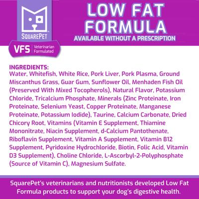 Show full view: SquarePet VFS Canine Low Fat Formula Wet Dog Food, 13-oz can, case of 12 slide 4 of 6
