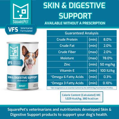 Show full view: SquarePet VFS Canine Hydrolyzed Skin & Digestive Support Wet Dog Food, 13-oz can, case of 12 slide 5 of 6