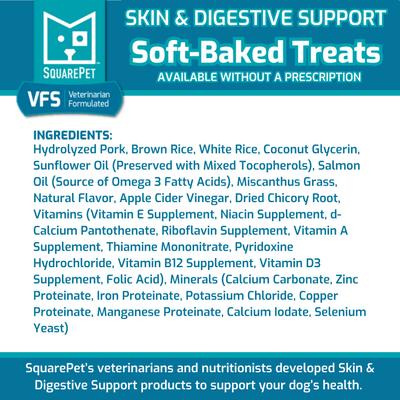 Show full view: SquarePet VFS Canine Hydrolyzed Skin & Digestive Support Dog Treats, 6-oz bag slide 4 of 7