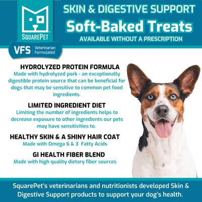 Show full view: SquarePet VFS Canine Hydrolyzed Skin & Digestive Support Dog Treats, 6-oz bag slide 3 of 7