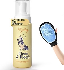 Flydog Clean & Floofy Dog Dry Shampoo with Grooming Glove Kit, Lavendar Scent, 6.75-oz bottle