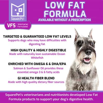 Show full view: SquarePet VFS Canine Low Fat Formula Wet Dog Food, 13-oz can, case of 12 slide 3 of 6