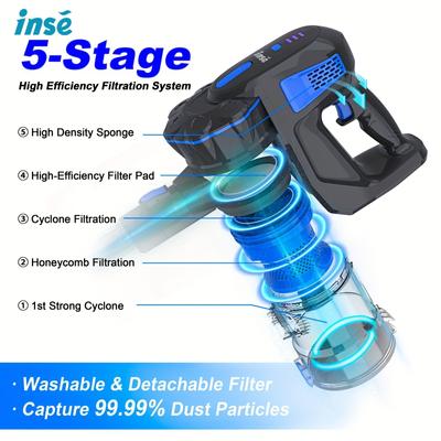 Show full view: INSE V770 6-in-1 Cordless Stick Vacuum, Blue slide 4 of 9