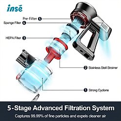 INSE N650 Cordless Stick Vacuum, Red slide 2 of 9