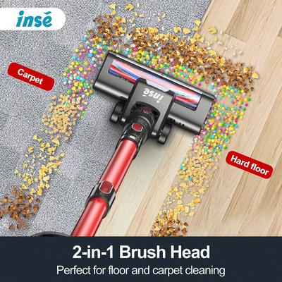 Show full view: INSE N650 Cordless Stick Vacuum, Red slide 3 of 9