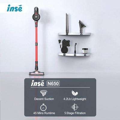 Show full view: INSE N650 Cordless Stick Vacuum, Red slide 2 of 9