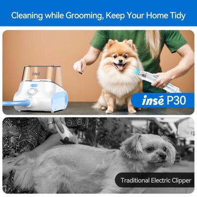 Show full view: INSE P30 Large Capacity Pet Grooming Vacuum Kit, White, 4.5-L slide 6 of 8