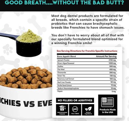 Show full view: Frenchies vs Everybody Frenchies vs Plaque & Tartar Powder Dental Supplement for Dogs, 5.10-oz jar slide 6 of 10