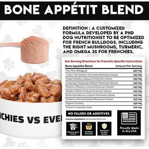 Frenchies vs Everybody Frenchies vs Mushrooms Immune Support Digestive Health Allergy Relief Turkey Tail Mushroom Flavored Supplement for Dogs, 2.65-oz jar