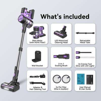 Show full view: INSE S10 6-in-1 Cordless Stick Vacuum, Purple slide 8 of 9