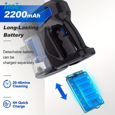 Show full view: INSE V770 6-in-1 Cordless Stick Vacuum, Blue slide 5 of 9