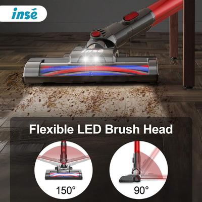 Show full view: INSE N650 Cordless Stick Vacuum, Red slide 7 of 9