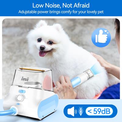 Show full view: INSE P30 Large Capacity Pet Grooming Vacuum Kit, White, 4.5-L slide 7 of 8