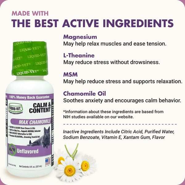 Liquid-Vet Calm & Content Support Unflavored Liquid Calming Supplement for Cats, 8-fl oz bottle