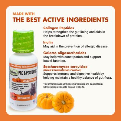 Show full view: Liquid-Vet Feline Pre & PostBiotic Support Unflavored Cat Digestive Aid, 8-fl oz bottle slide 5 of 10