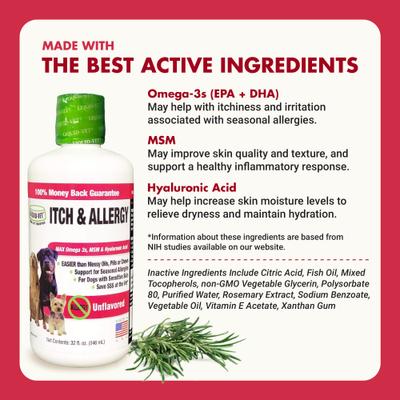 Show full view: Liquid-Vet Itch & Allergy Support Allergy-Friendly Unflavored Dog Supplement, 32-fl oz bottle slide 5 of 10