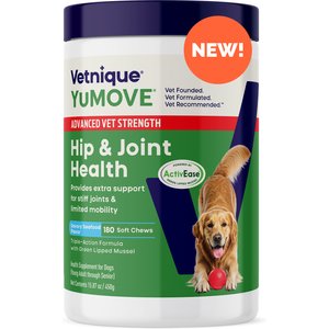 Vetnique Labs YuMOVE Advanced Vet Strength Savory Seafood Flavor Soft Chews Hip & Joint Support Supplement for Dogs, 180 count