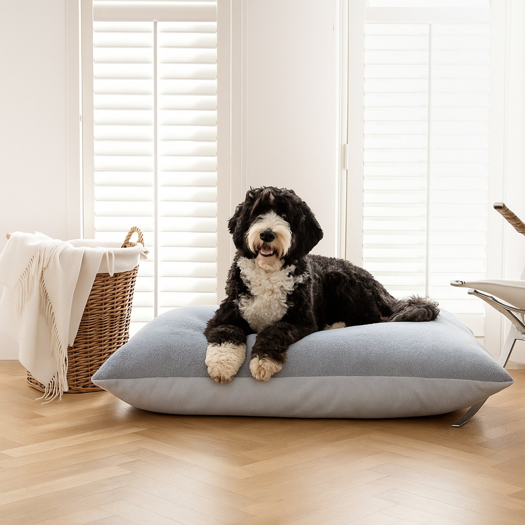 Allisandro Wear-Resistant Sherpa Orthopedic Pillow Dog Bed, Blue, Jumbo