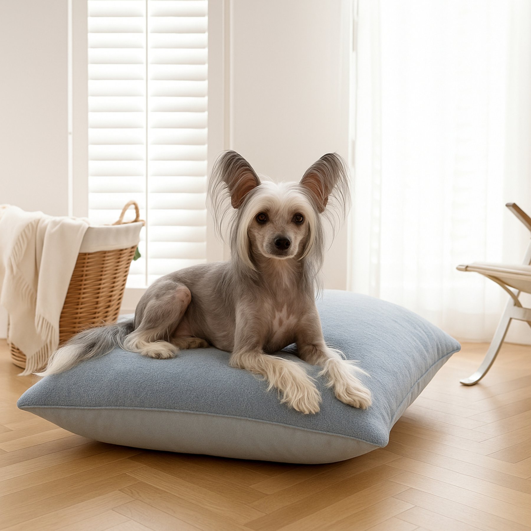 Allisandro Wear-Resistant Sherpa Orthopedic Pillow Dog Bed, Blue, Medium