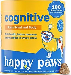 Happy Paws Cognitive Soft Chews Supplement for Dogs, 100 count
