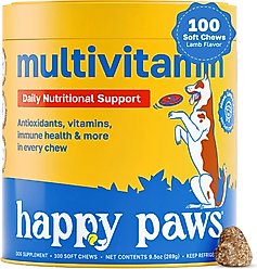 Happy Paws 10 in 1 Multivitamin Soft Chews Supplement for Dogs, 100 count