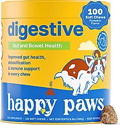 Happy Paws Digestive Health Soft Chews Supplement for Dogs, 100 count