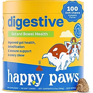 Happy Paws Digestive Health Soft Chews Supplement for Dogs, 100 count