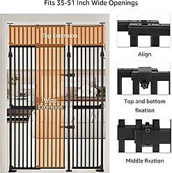 Unipaws Extra Tall Metal Dog & Cat Gate with Width & Height Extension, Black slide 2 of 7