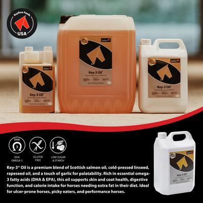 Show full view: Keyflow Feeds Key 3 Oil High Fat Horse Feed, 5-liter jug slide 3 of 7