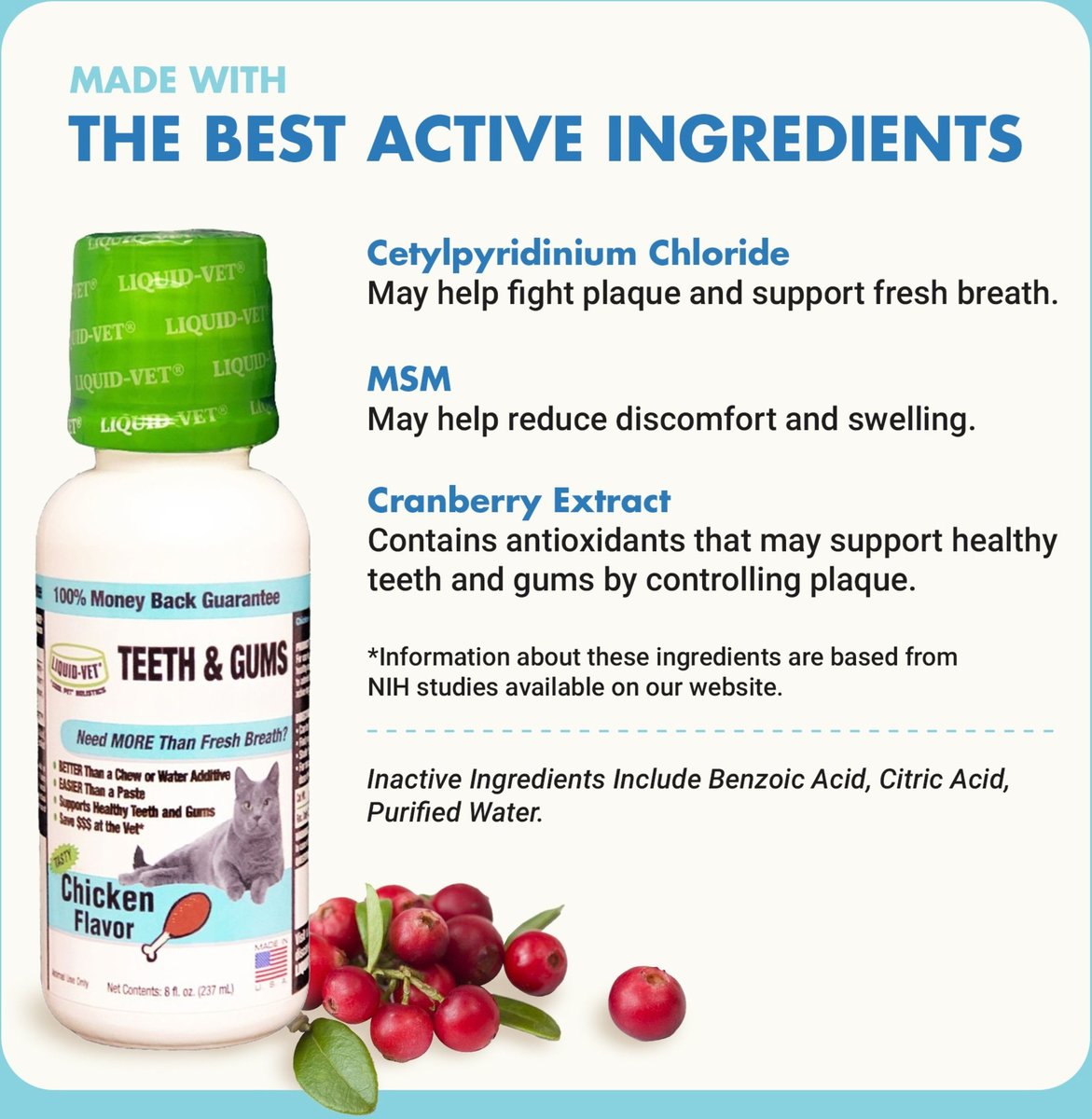 Liquid-Vet Teeth & Gums Support Allergy-friendly Unflavored Cat Supplement