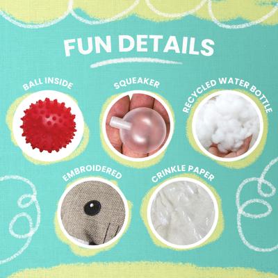 Show full view: Snugarooz Saul the Shark Rubber Spikey Ball Squeaky Dog Plush Toy slide 4 of 6