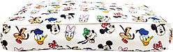 Buckle-Down Disney Sensational Six Faces Scattered Rectangle Gusset Pillow Dog Bed, Ivory, Large